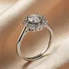 Anel Oval Girassol Micro-Incustado D Cor Moissanita Genuína Imitação Prata Esterlina S925 Banhado a Ouro Leve Anel Princesa Diana Ovo de Pombo