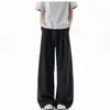 Calça Social Plissada de Linho Falso Estilo Old Money para Homens, Verão Fina Respirável Esportiva Versátil Larga Reta Casual