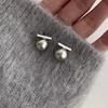 Polvo para Pan al Vapor Shijia Aretes de Perlas Blanco Leche Claro Aguja de Plata Esterlina S925 Nicho de Gama Alta Combinables Nuevos Aretes
