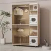 Gabinete para Gatos, Villa para Gatos, Guardería y Cría de Gatos Exhibidor para Tienda de Mascotas, Sala de Parto para Gatos, Criadero de Gatos, Tres Pisos Madera Maciza Leiledezhu