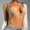Ropa Interior Sexy Invisible Sin Espalda Profundo en V Push-Up Anti-Caída Forma de U Espalda Hermosa Sujetador para Vestido de Novia Sujetador sin Costuras de Tirante