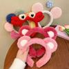 Outono e inverno novo urso de morango de pelúcia faixa de cabelo headwear mulheres lavagem facial cyber celebrous peludo antiderrapante cabelo pressão cabelo banda cartão de cabelo