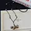 Lindo Colgante de Collar de Perro Salchicha Cruzado Afelpado de Dibujos Animados para Mujer, Cadena Larga para Suéter, Cadena Vintage de Nicho para Sudadera, Moderno