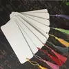 Marcador de página em branco laca flutuante com borla cartão autografável pintado à mão marcador de página artesanal para estudante papelão grosso perfurado
