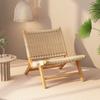Sillón individual de madera maciza con tejido de cuerda, estilo nórdico, para balcón, informal, estilo japonés, tranquilo, para apartamento pequeño, con respaldo.