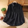 Foto Real de Camisa Chaqueta de Moda de Alto Nivel con Temperamento para Mujer, Nueva de Otoño, Manga Larga, Holgada, Talla Grande, Estilo Retro Original