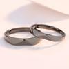 Anel de Casal Diamante Preto e Branco para Homens e Mulheres Ins Nicho Simples Luxo Leve Amor à Distância Multifacetado Anel Aberto Presente