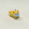 Llavero de Gato Flocado 3D con Pez, Lindo Colgante de Llavero de Resina DIY para Bolsa Accesorios Venta al por Mayor