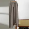 Venta al por mayor del fabricante 100% Lana Otoño e Invierno Nuevos Pantalones de Punto de Lana Gruesos con Patrón de Trenza Cálidos Elásticos de Cintura Alta Pierna Ancha para Mujer