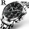 Rui Zhi Yuan Caja de Acero Inoxidable Correa de Acero Reloj Multifuncional de Acero para Hombre Cuarzo Genuino 6 Agujas de Negocios No Mecánico