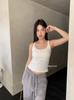 Hanshe 6633 Chaleco de Bra Cepillado con Hilo Espalda Bonita Forma de I Cuello Redondo Pequeño con Almohadillas para el Pecho Camiseta Básica Cómoda para Mujer