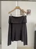 KEKEZOON Top de Punto de Hombro Único Estilo Coreano Moda Otoño Temprano Ajuste Ceñido Elegante Top sin Hombros para Mujer 9148