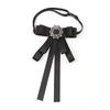 Corbata de Lazo Accesorios para Mujer Coreano Elegante Estilo Chanel Lazo de Pedrería Negra Cinta Cuello Flor Accesorios para Cuello de Camisa