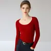 Suéter 100% Cachemir Puro para Mujer Cuello Redondo Bajo Jersey Ajustado Tejido Otoño Invierno Nuevo Capa Base