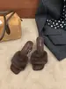Pantuflas cuadradas, abiertas, peludas, estilo francés, para mujer, aptas para usar en exteriores, nueva colección otoño/invierno 2026
