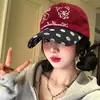 Linda Gorra de Béisbol de Lunares Borgoña de Rilakkuma para Mujer 2026 Nuevo Estilo Sombrero de Ala Ancha Que Hace que la Cara Se Vea Más Pequeña