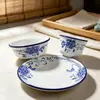 Juego de Vajilla Desinfectable Azul Rosa de Porcelana Mejorada con Magnesio para Mesa de Hotel y Restaurante, Se Puede Imprimir con Logo