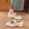 Zapatos Mary Jane de suela blanda estilo francés para mujer, nuevo modelo de verano 2026, adecuados para faldas, zapatos planos cuadrados poco profundos de piel