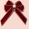 Nuevo Clip de Resorte Flocado Gran Lazo Accesorios para el Cabello Fresco Diario Combinable Fritillaria Pedrería Parte Posterior de la Cabeza Elegante Pasador