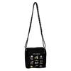 Bolso cruzado de nailon con bordado de dibujos animados lindo, bolso de lona versátil de moda para llevar en cabina, bolso simple de cordón literario para mujer