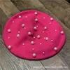 Boina de Lana de Perla para Mujer Invierno Retro Británico Gorra Octagonal de Lana Estilo Coreano Versátil Estilo Japonés Gorro Calabaza