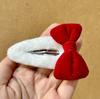 Pajarita de terciopelo rojo clip BB de peluche clip para flequillo lateral nuevo de otoño e invierno dulce combinable para todo clip para el pelo de mujer de Año Nuevo