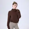 Sudadera de Terciopelo Doble Cara para Otoño e Invierno con Cuello Alto y Cordón, Sudadera Holgada Casual para Mujer, Ropa de Yoga, Top de Manga Larga, Ropa de Fitness, Chaqueta Deportiva