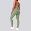 Nuevo conjunto de sujetador deportivo racerback transfronterizo con sensación de piel, conjunto ajustado de cintura alta para levantar glúteos para correr y fitness para mujer
