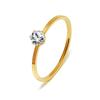 Anillo de boda con un solo diamante, de acero titanio y circonita con incrustaciones simples, estilo europeo y americano, para niñas, de seis garras.