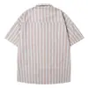 Fabricante Directo Camisa Rayada de Manga Corta para Hombre Verano Nuevo Retro Japonés Camisa de Manga Corta Holgada Casual High Street