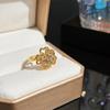 Anel de zircônia micro-cravado estilo Ins feminino nicho temperamento high-end anel de dedo aberto joias vintage de luxo leve atacado