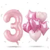 Pacote de balões atacado transfronteiriço 18 polegadas rosa em formato de coração 40 polegadas balão digital festa de aniversário infantil arranjo de ano