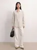 Camisa de Lino Color Natural Retro Estilo Perezoso para Mujer Otoño Nuevo 2026 Cuello Solapa de un Solo Botón Casual Versátil
