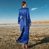 Vestido Satinado Azul Real Ba7052 con Pesados Adornos Cosidos a Mano para Mujer, Vestido de Fiesta