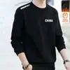 Sudadera con cuello redondo y estampado para hombre, nuevo producto de otoño e invierno, corte holgado, forro polar, manga larga, jersey, moderna, casual, camiseta básica versátil para hombres a la moda