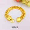 Pulsera de Hombre con Hebilla de Carácter Fu 'Boss' 8N10N12N15N Chapada en Oro Pulsera Plana Doble Hebilla Dominante Suministro por Lote
