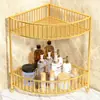Prateleira de Armazenamento para Lavatório Bancada de Lavatório de Lavabo Rack Dourado de Armazenamento Banheiro Vaso Sanitário Prateleira de Canto para Vaso Sanitário