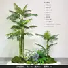 Plantas Verdes Simuladas com Toque de Luxo, Combinação de Paisagismo com Plantas Artificiais, Conjunto Completo de Decorações para Janelas Internas, Design Criativo Biomimético Estilo Wabi-Sabi
