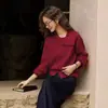 Design retrô transfronteiriço estilo francês, suéter assimétrico de tricô com gola, casaco suéter feminino outono/inverno, perfeito para looks de outono e inverno