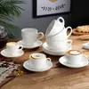 Taza de Cerámica Blanca Pura para Café Grabada Sawada 320ml Espresso Italiano Arte Latte Boca Ancha Set Latte Cappuccino