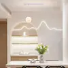 Lámpara de araña para restaurante con un toque de alta gama, lámpara de luna minimalista moderna, lámpara LED de diseño alargada minimalista para mesa de comedor y barra de bar