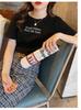 Camiseta de Manga Corta con Letras para Mujer Ins Trbottomy 2025 Verano Nueva Versátil Top Básico Blanco Suelto Camiseta Interior para Mujer