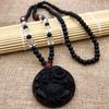 Colgante de Obsidiana Negra Guardián del Zodíaco Colgante de Dragón Pixiu Collar para Hombre Doce Signos del Zodíaco Collar de Guan Gong Venta al por Mayor Joyería Auspiciosa