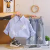 Ropa para Bebé Primavera Linda Estilo Coreano Suéter con Perlas y Mariposas Conjunto de Tres Piezas para Bebés Niñas Atuendo de Primavera y Otoño Venta al por Mayor