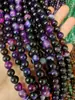 Ágata listrada roxa contas soltas DIY com contas cristal roxo ágata natural contas redondas pulseira pulseira acessórios de joias