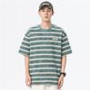 Camiseta de Manga Corta a Rayas de Moda Nueva Estilo Americano Marca de Moda para Hombre Algodón Holgado Bordada Cuello Redondo Media Manga Camiseta Deportiva