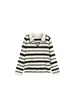 Top de punto casual a rayas con cuello polo para mujer de talla grande, estilo otoño 2026, top holgado versátil para mujeres de talla grande 25031