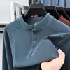 Camiseta de Terciopelo Alemán para Hombre de Otoño con Cuello Alto de Color Sólido, Casual de Negocios para Papás de Mediana Edad, Versátil Sudadera de Manga Larga Capa Base
