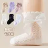 Meias Infantis Personalizadas, Meias de Renda, Meias de Bebê Respiráveis de Malha para o Verão, Estilo Princesa com Laço, Meias Infantis Transfronteiriças