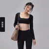 Top de tubo para yoga con mangas largas, almohadillas removibles en el pecho, diseño corto sexy, escote generoso, deportivo y elegante, versátil